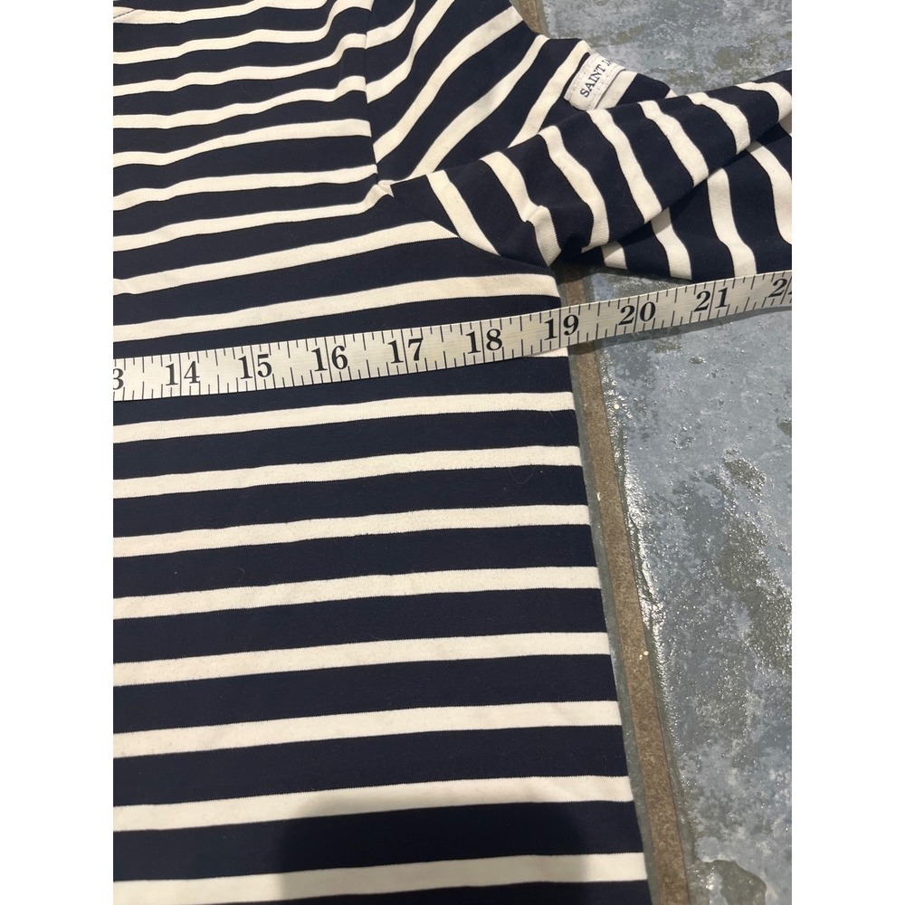 Saint James Navy and White Striped Long Sleeve Tee - Picture 5 of 8